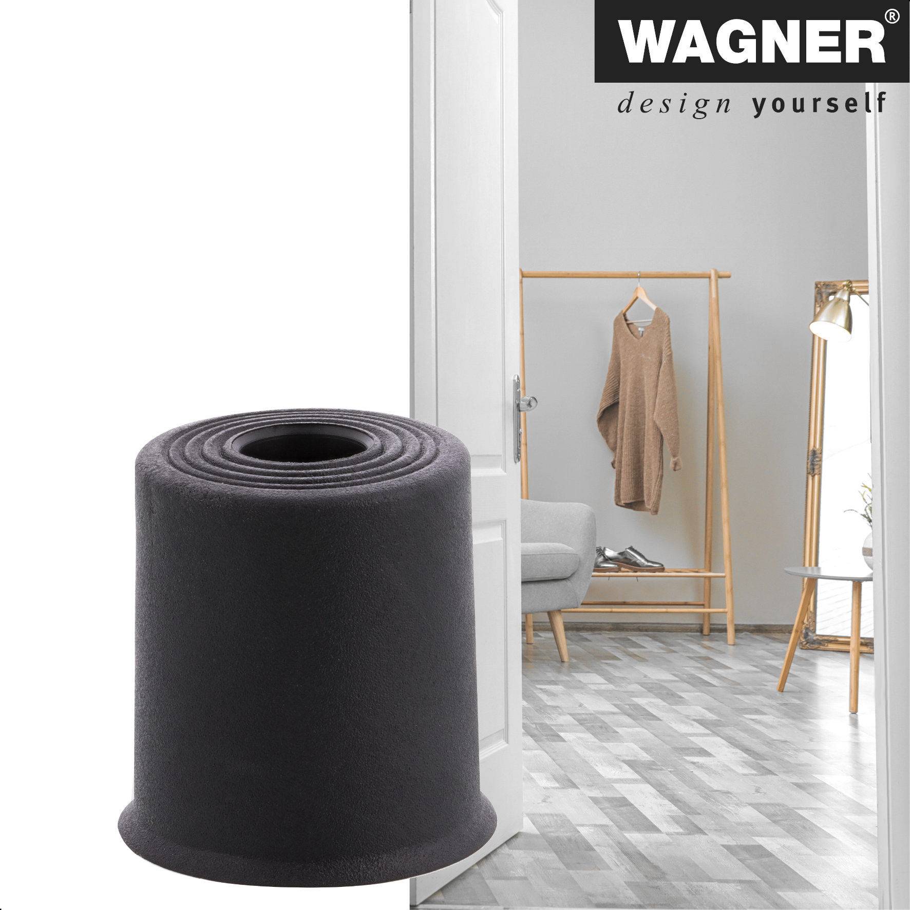 WAGNER Boden-/Wandtürstopper VULKANO MEDIUM - Ø 35 x 35 mm, Vollgummi, schwarz, zum Schrauben - 15524321