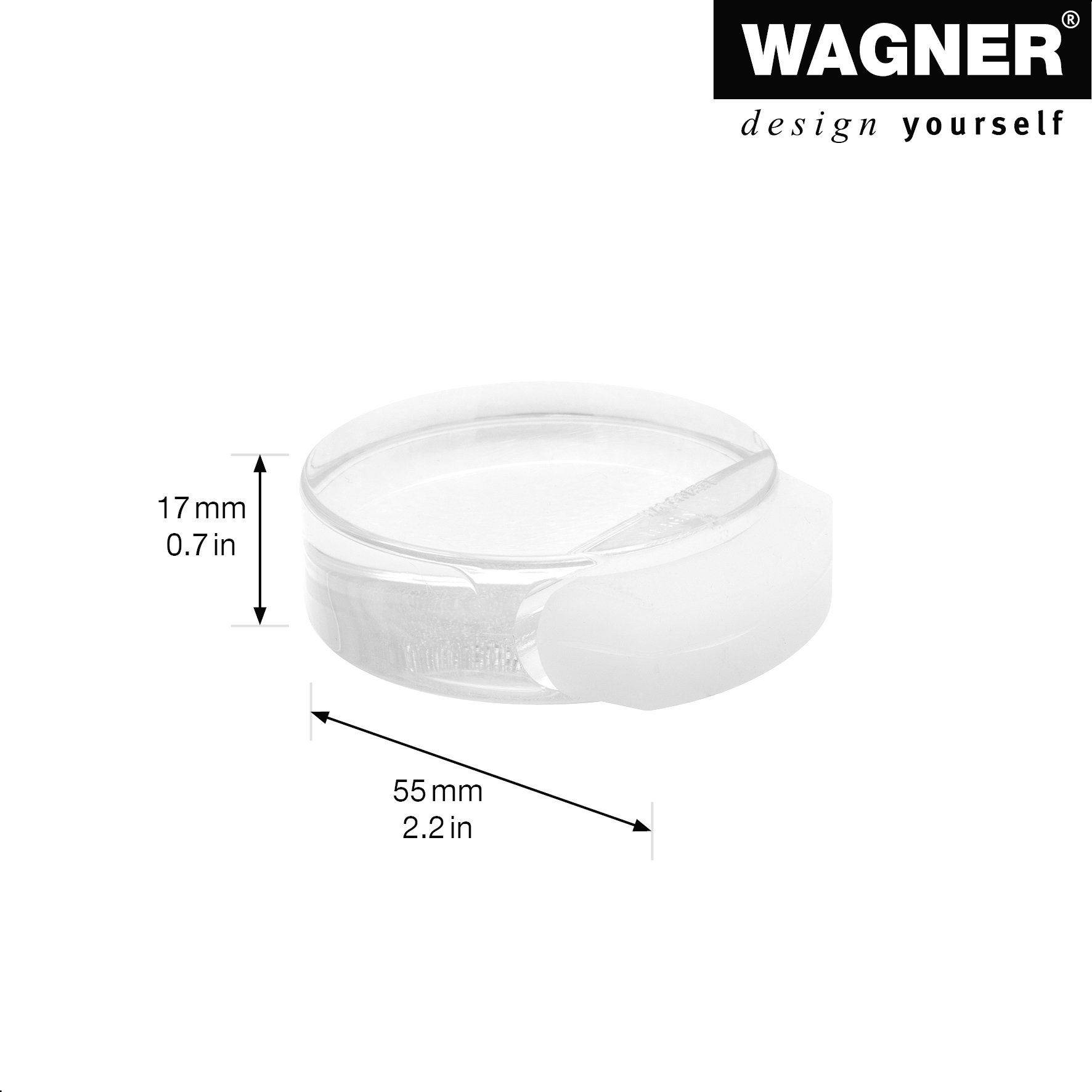 WAGNER Bodentürstopper CLEAR - Ø 50 x 55 x 17 mm, Kunststoff, transparent, selbstklebend, entfernbar - 15510511