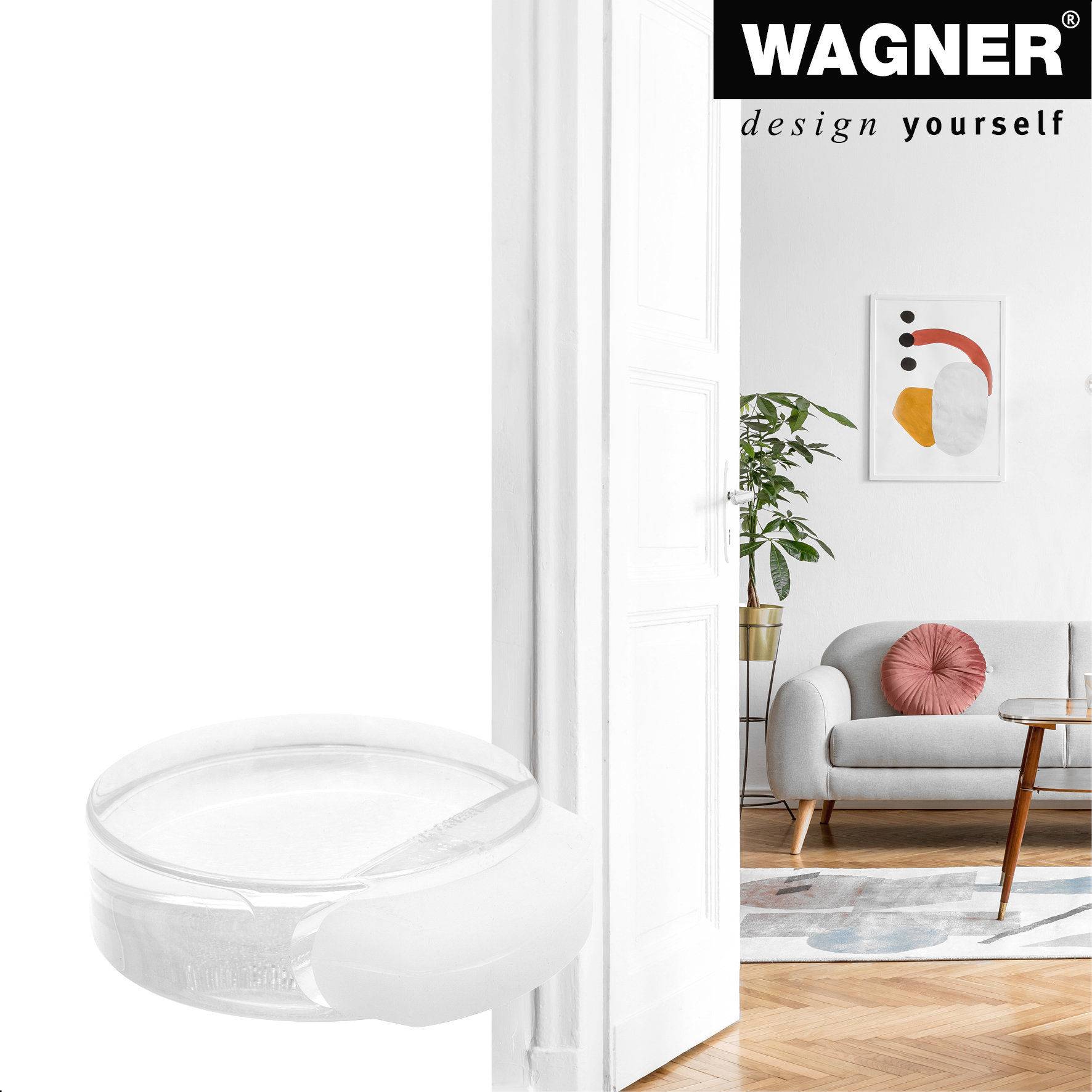 WAGNER Bodentürstopper CLEAR - Ø 50 x 55 x 17 mm, Kunststoff, transparent, selbstklebend, entfernbar - 15510511