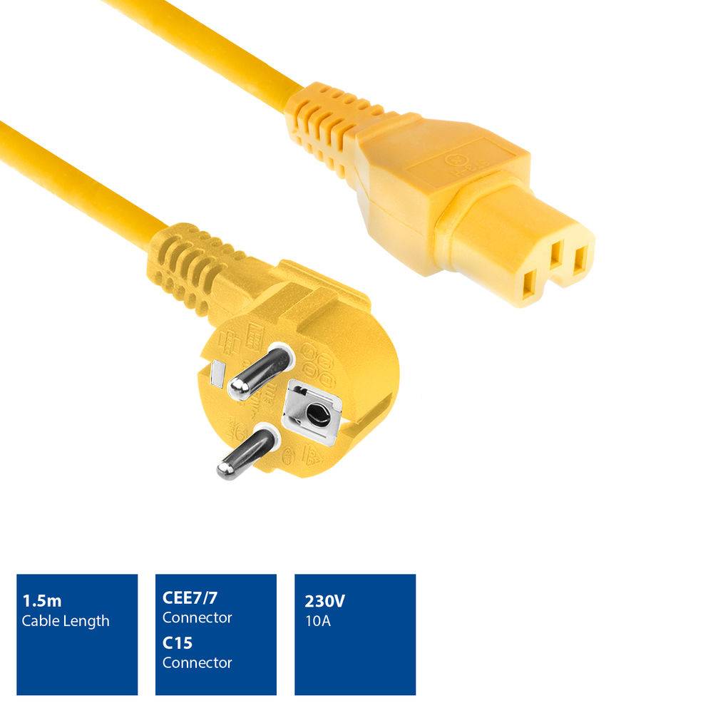 ACT AK5297 Stromkabel Gelb 1,5 m CEE7/7 C15-Koppler (AK5297)