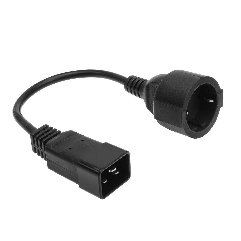 ACT AK5251 Netzkabel Netzkabel C20 - CEE 7/3 | schwarz | 20 cm