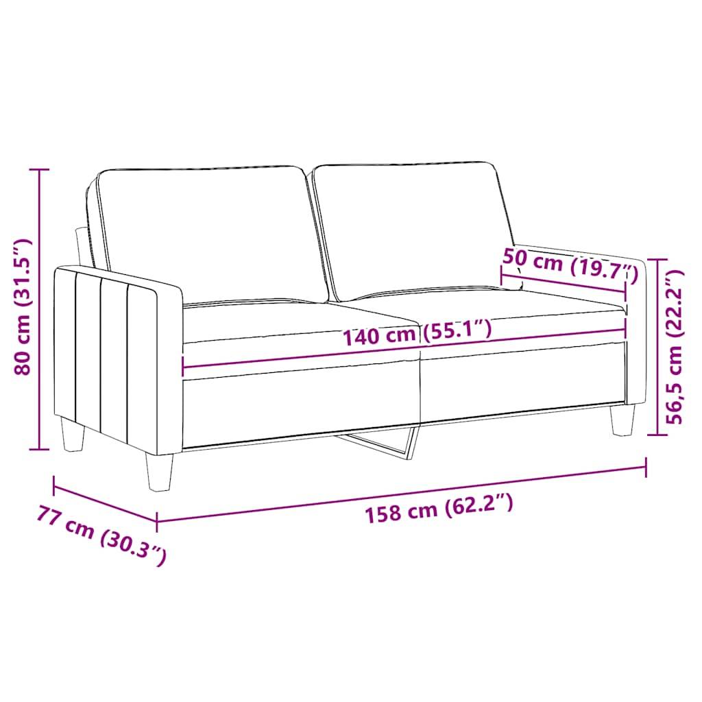 vidaXL 2-Sitzer-Sofa Creme 140 cm Stoff