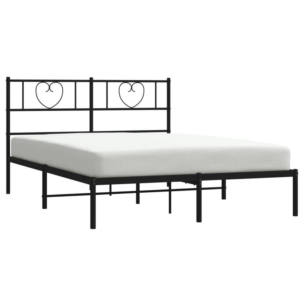 vidaXL Bettgestell mit Kopfteil Metall Schwarz 120x200 cm
