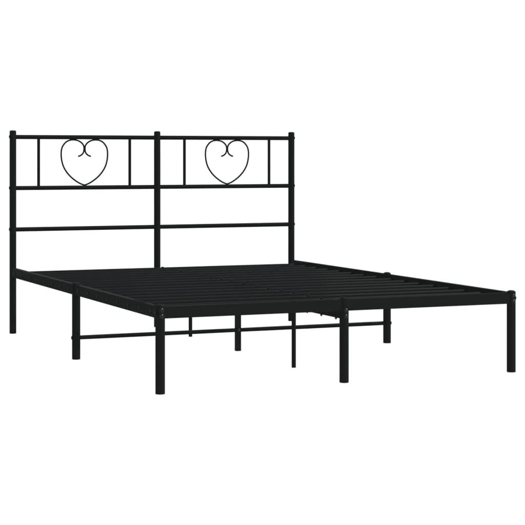 vidaXL Bettgestell mit Kopfteil Metall Schwarz 120x200 cm