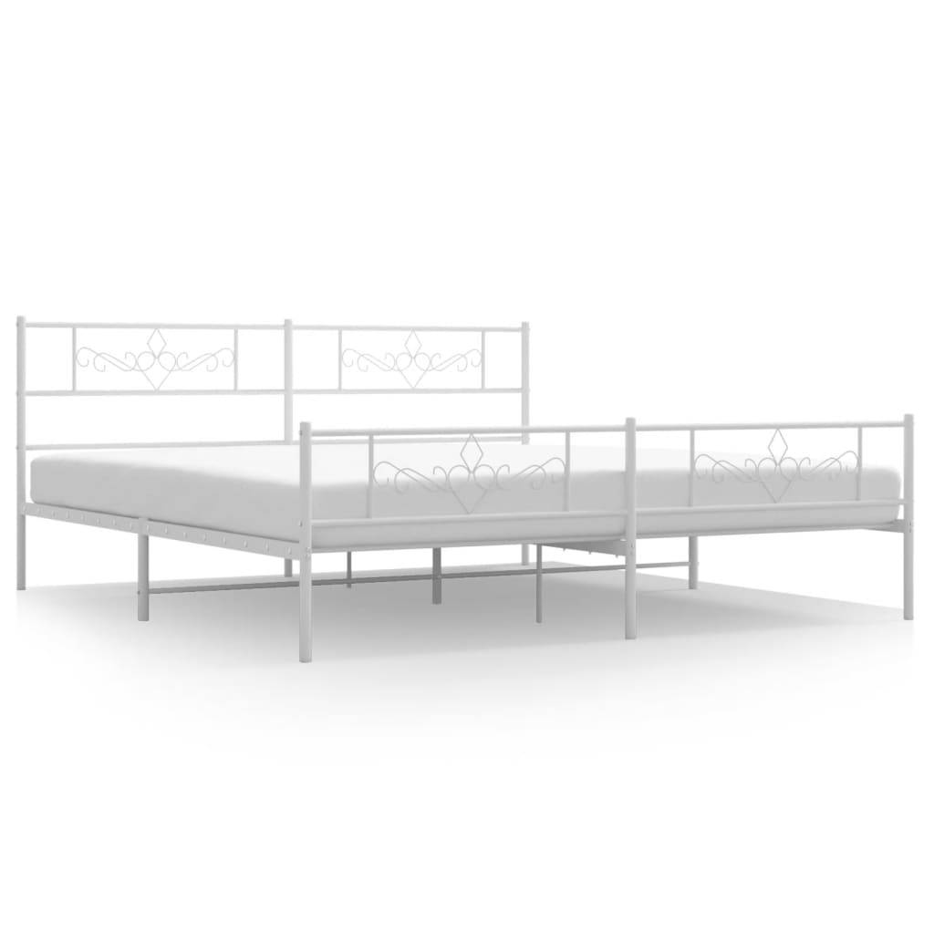 vidaXL Bettgestell mit Kopf- und Fußteil Metall Weiß 200x200 cm