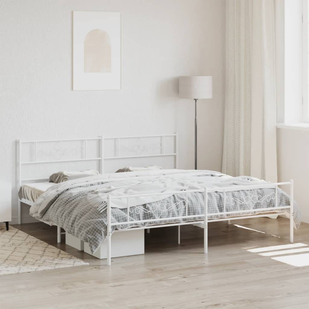 vidaXL Bettgestell mit Kopf- und Fußteil Metall Weiß 200x200 cm