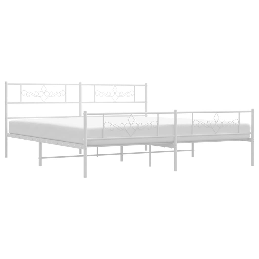 vidaXL Bettgestell mit Kopf- und Fußteil Metall Weiß 200x200 cm