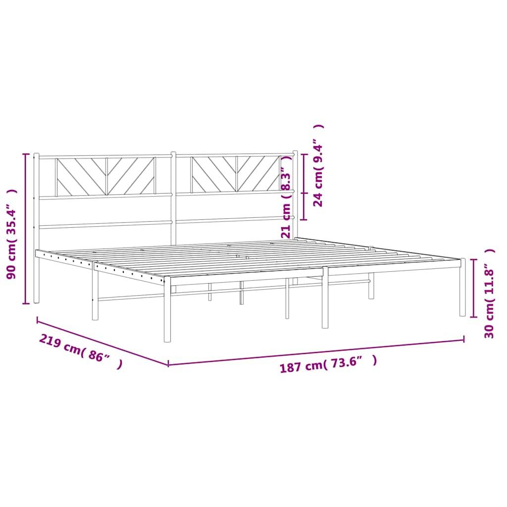 vidaXL Bettgestell mit Kopfteil Metall Weiß 183x213 cm