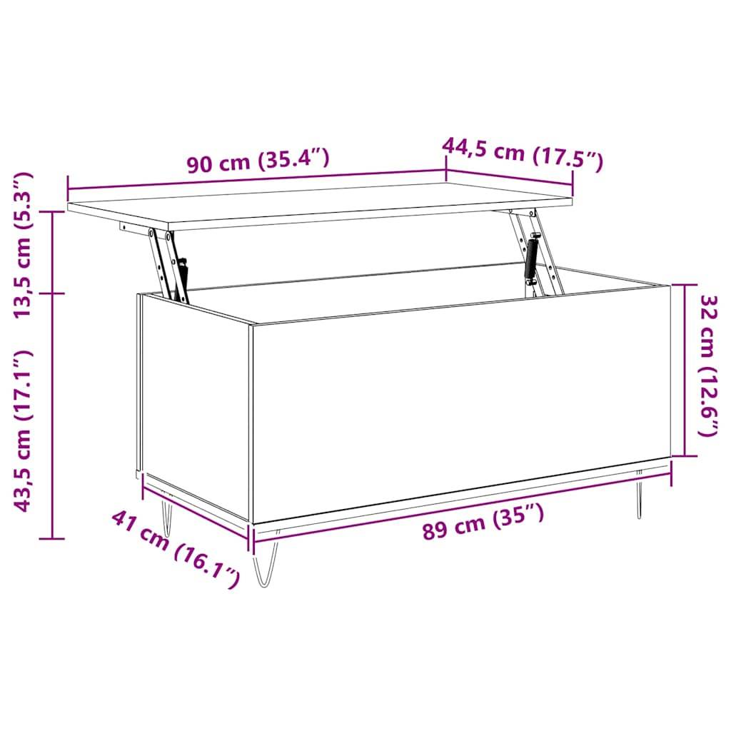 vidaXL Couchtisch Grau Sonoma 90x44,5x45 cm Holzwerkstoff
