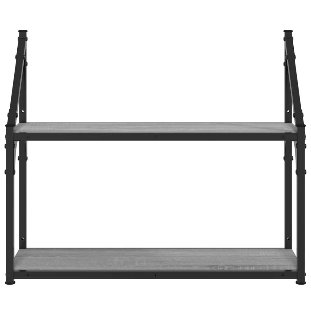 vidaXL Wandregal 2 Fächer Grau Sonoma 60x21x51 cm Holzwerkstoff