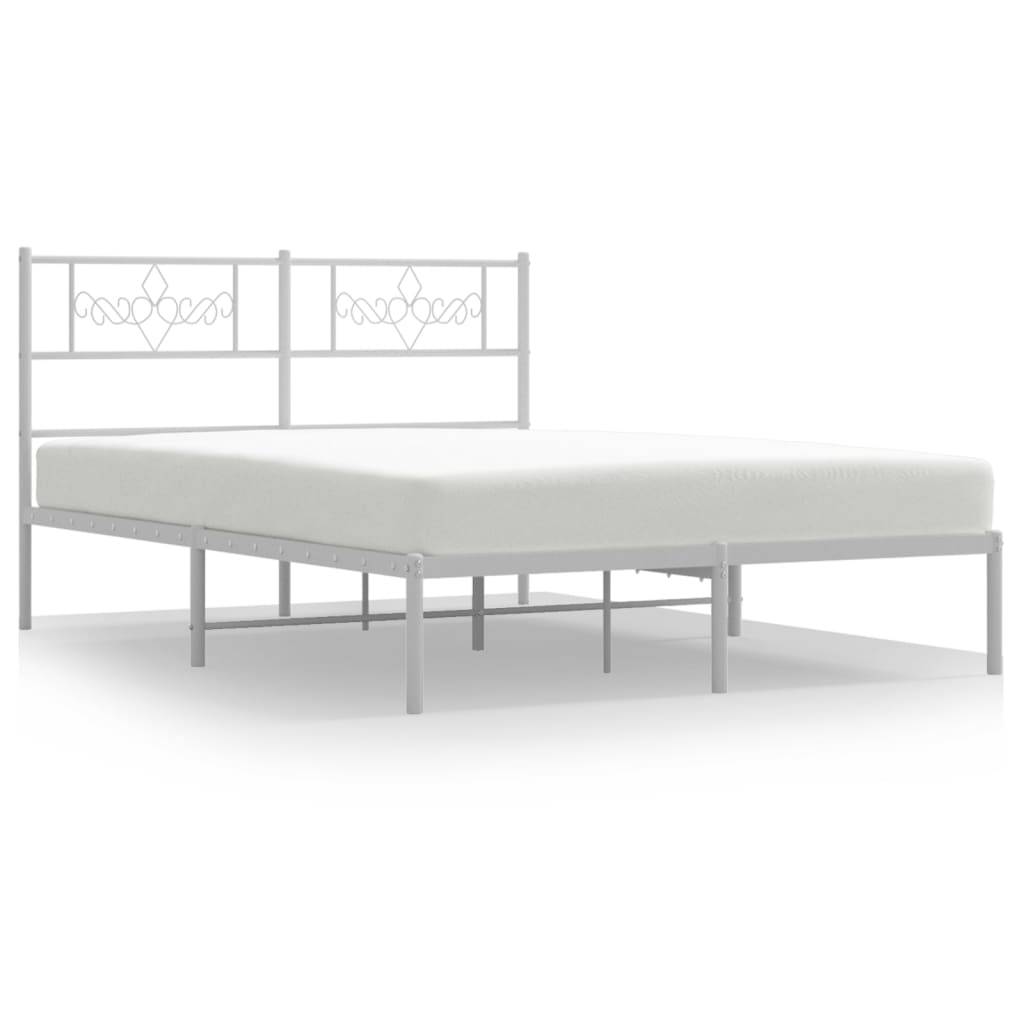 vidaXL Bettgestell mit Kopfteil Metall Weiß 120x200 cm
