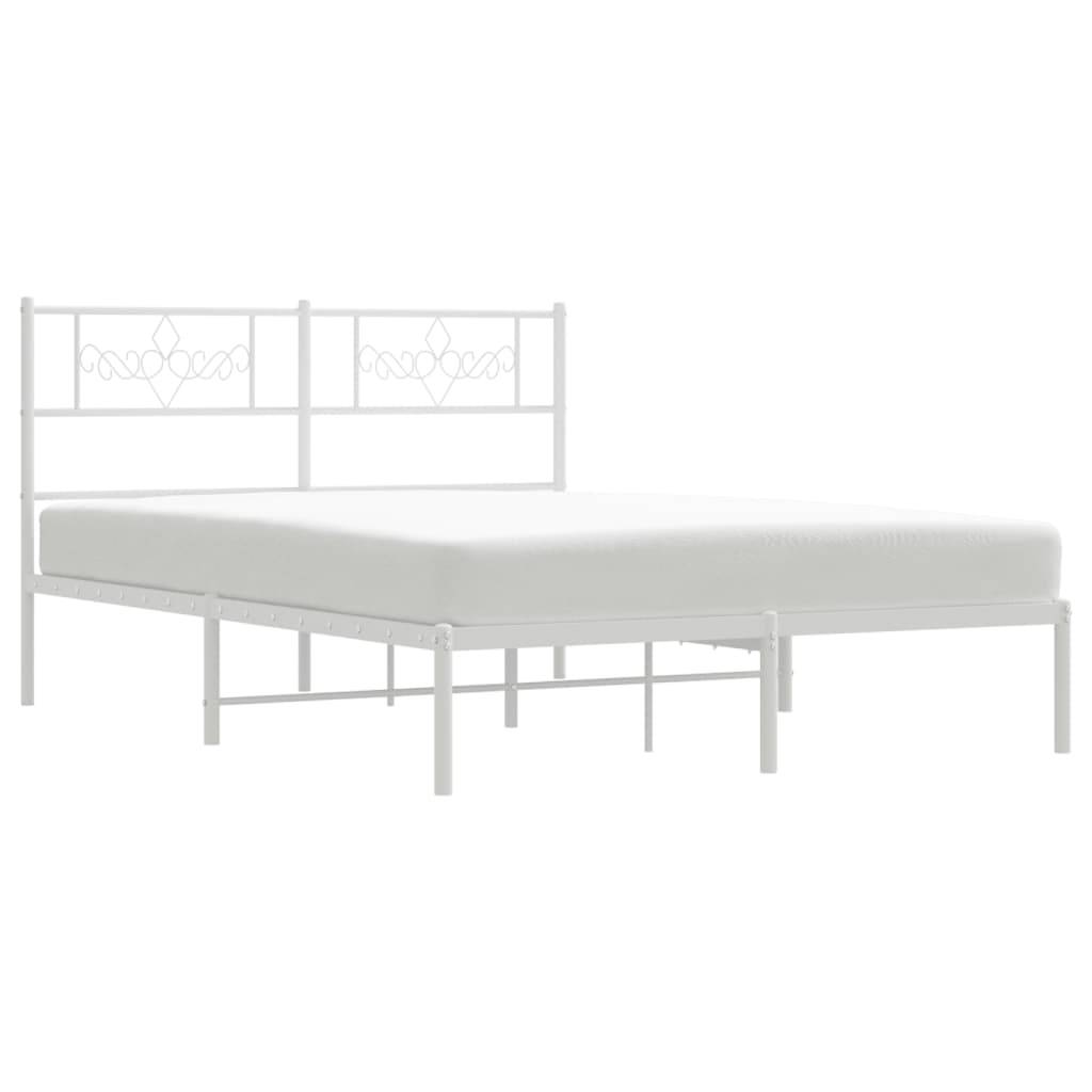 vidaXL Bettgestell mit Kopfteil Metall Weiß 120x200 cm