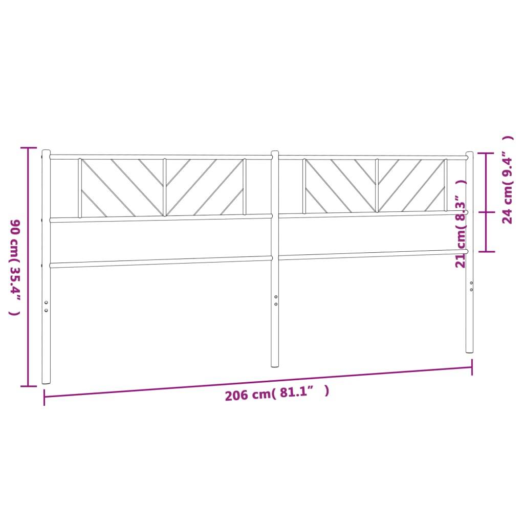 vidaXL Kopfteil Metall Schwarz 200 cm