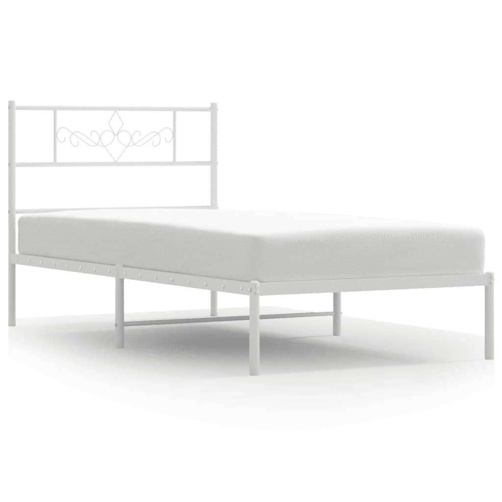 vidaXL Metallbett ohne Matratze mit Kopfteil Weiß 75x190 cm