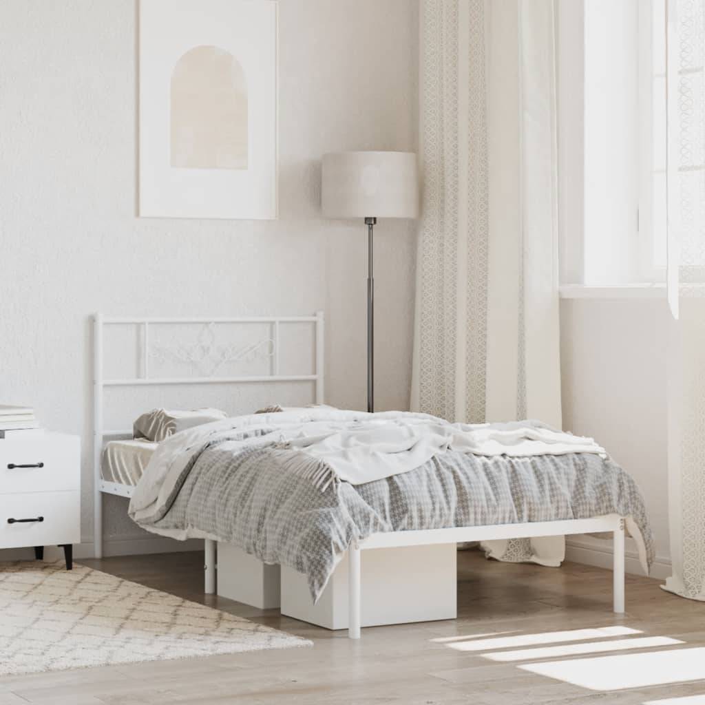 vidaXL Metallbett ohne Matratze mit Kopfteil Weiß 75x190 cm