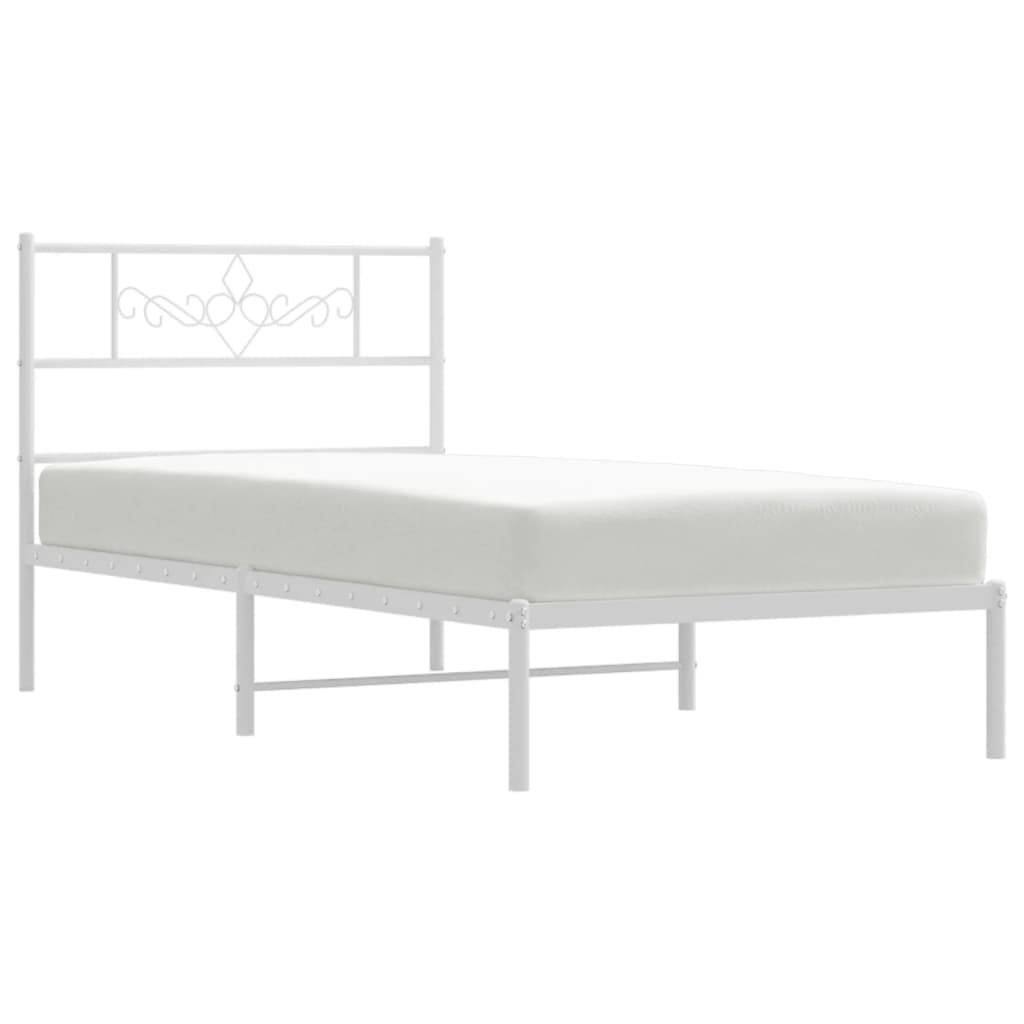 vidaXL Metallbett ohne Matratze mit Kopfteil Weiß 75x190 cm