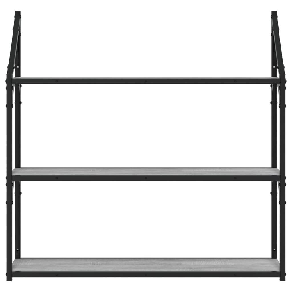 vidaXL Wandregal 3 Fächer Grau Sonoma 80x21x78,5 cm Holzwerkstoff