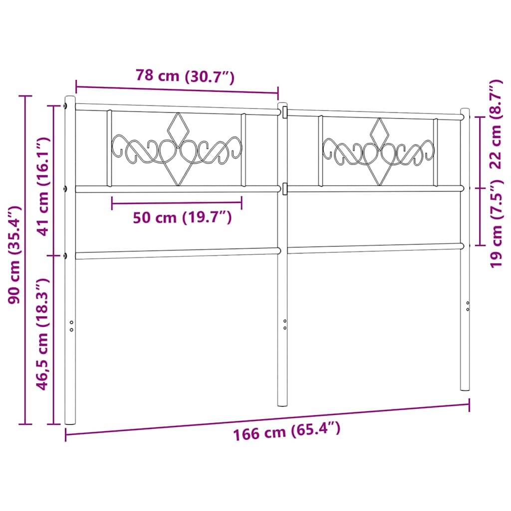 vidaXL Kopfteil Metall Weiß 160 cm