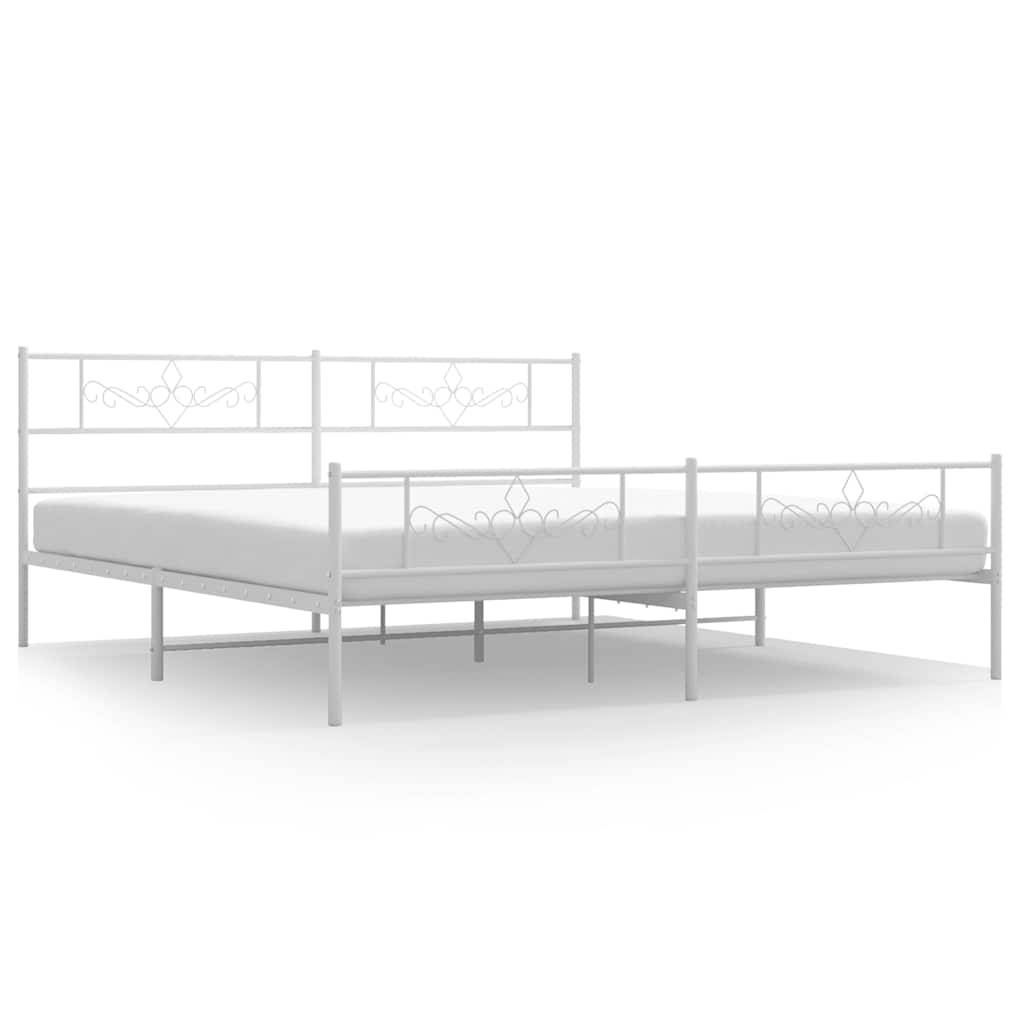 vidaXL Bettgestell mit Kopf- und Fußteil Metall Weiß 183x213 cm