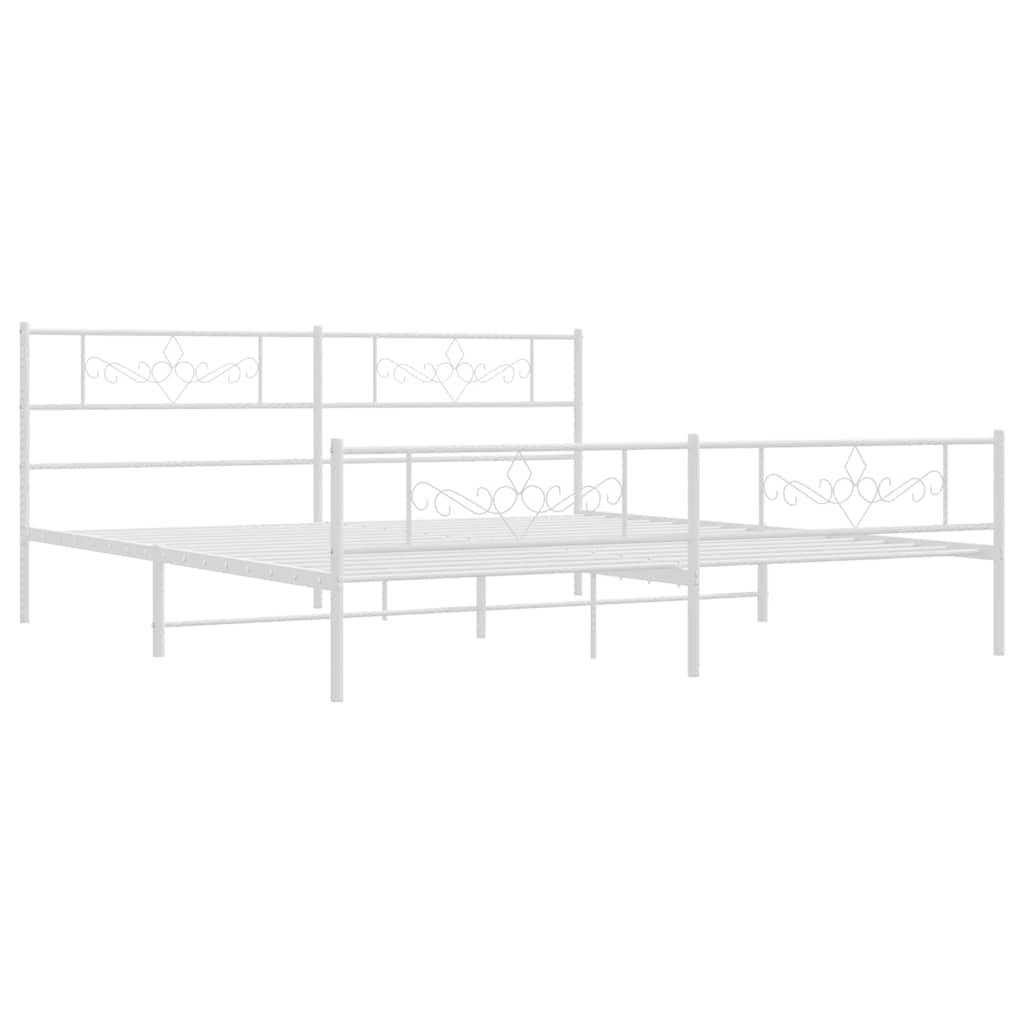 vidaXL Bettgestell mit Kopf- und Fußteil Metall Weiß 183x213 cm
