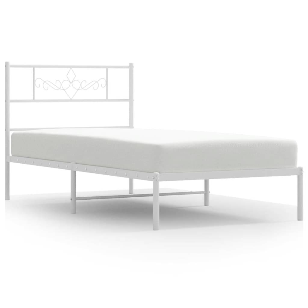 vidaXL Bettgestell mit Kopfteil Metall Weiß 90x190 cm