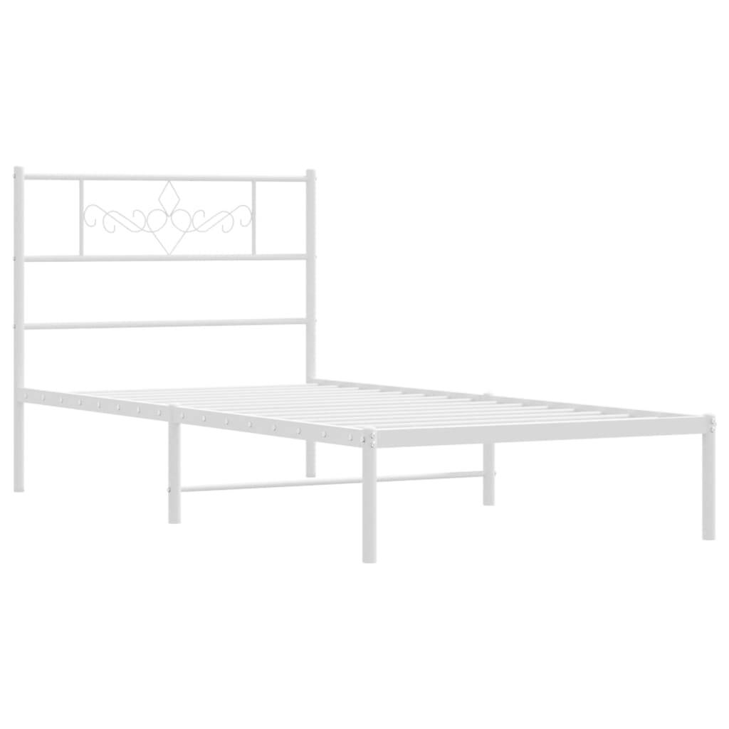vidaXL Bettgestell mit Kopfteil Metall Weiß 90x190 cm