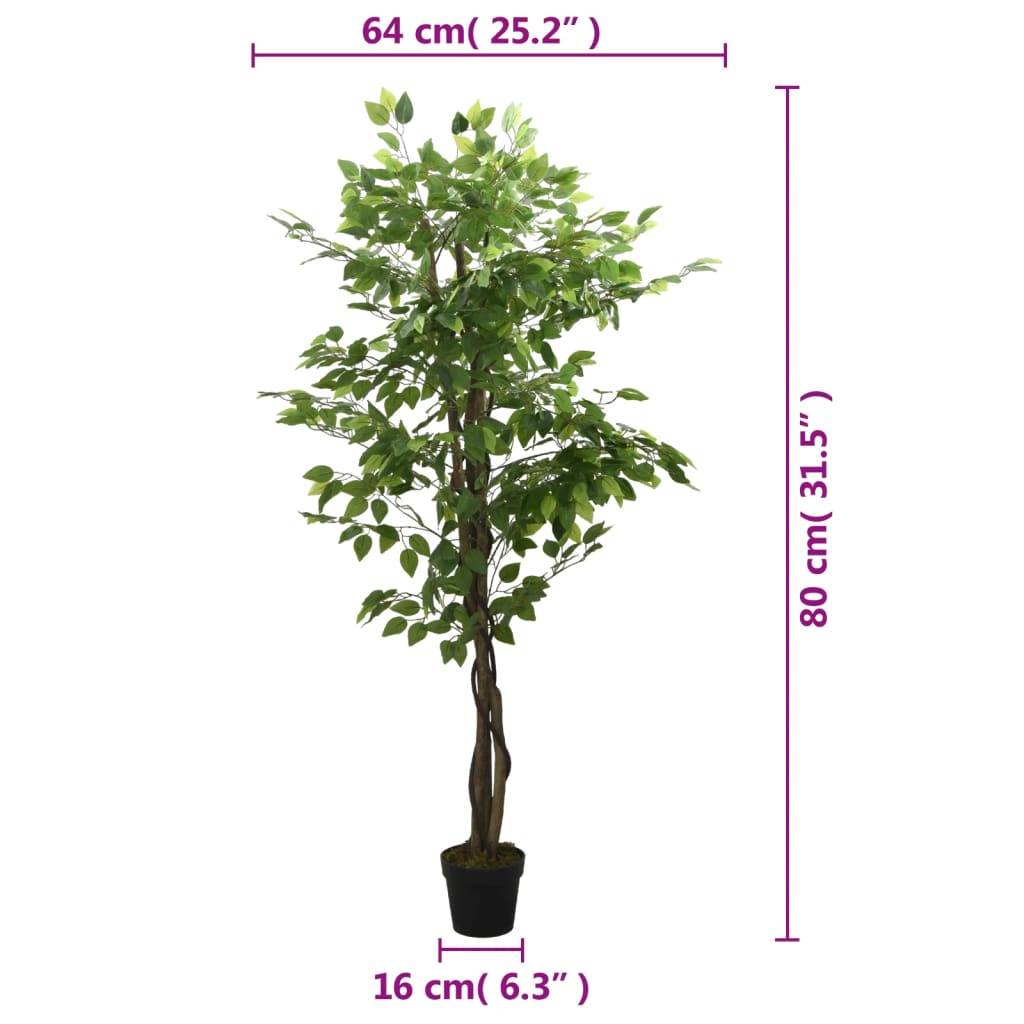 vidaXL Ficusbaum Künstlich 378 Blätter 80 cm Grün