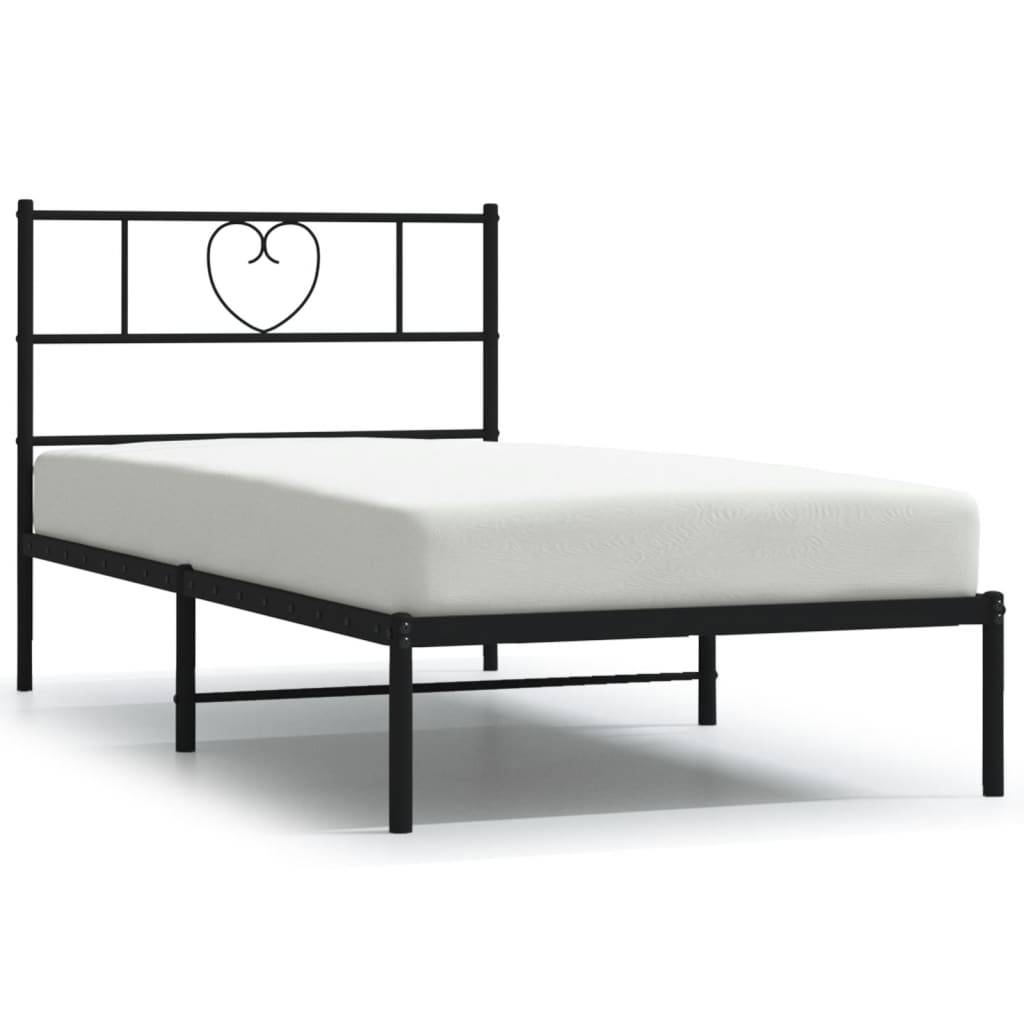 vidaXL Bettgestell mit Kopfteil Metall Schwarz 90x190 cm
