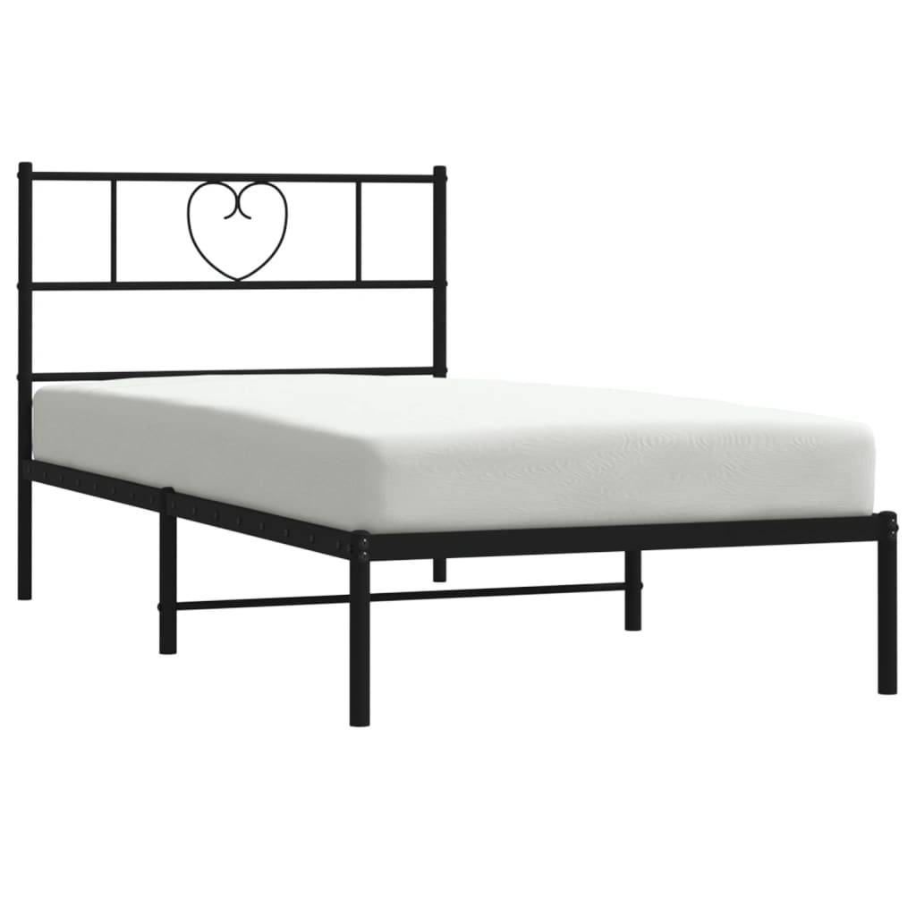 vidaXL Bettgestell mit Kopfteil Metall Schwarz 90x190 cm