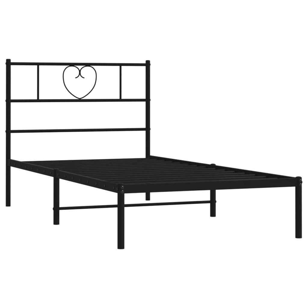 vidaXL Bettgestell mit Kopfteil Metall Schwarz 90x190 cm