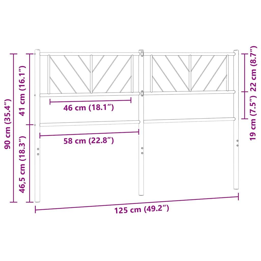 vidaXL Kopfteil Metall Weiß 120 cm
