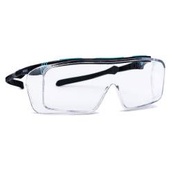 INFIELD Schutzbrille Ontor, EN 166, schwarz/türkis, farblose PC-Scheibe, 44g