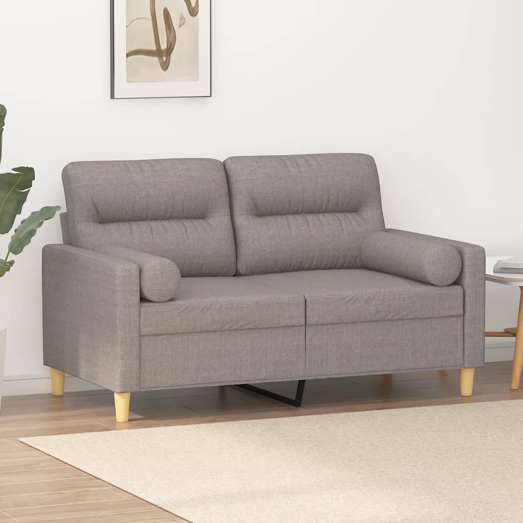 vidaXL 2-Sitzer-Sofa mit Zierkissen Taupe 120 cm Stoff