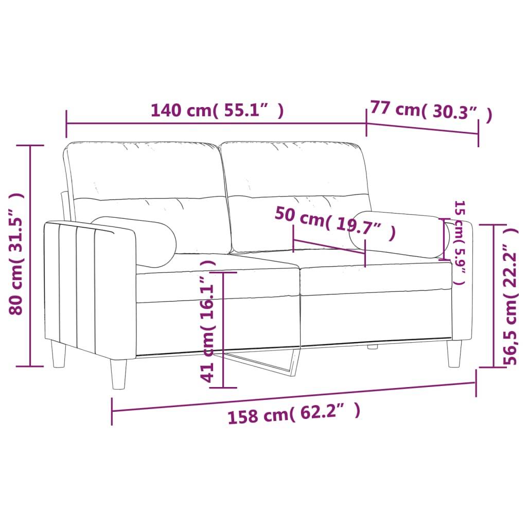 vidaXL 2-Sitzer-Sofa mit Zierkissen Braun 140 cm Stoff