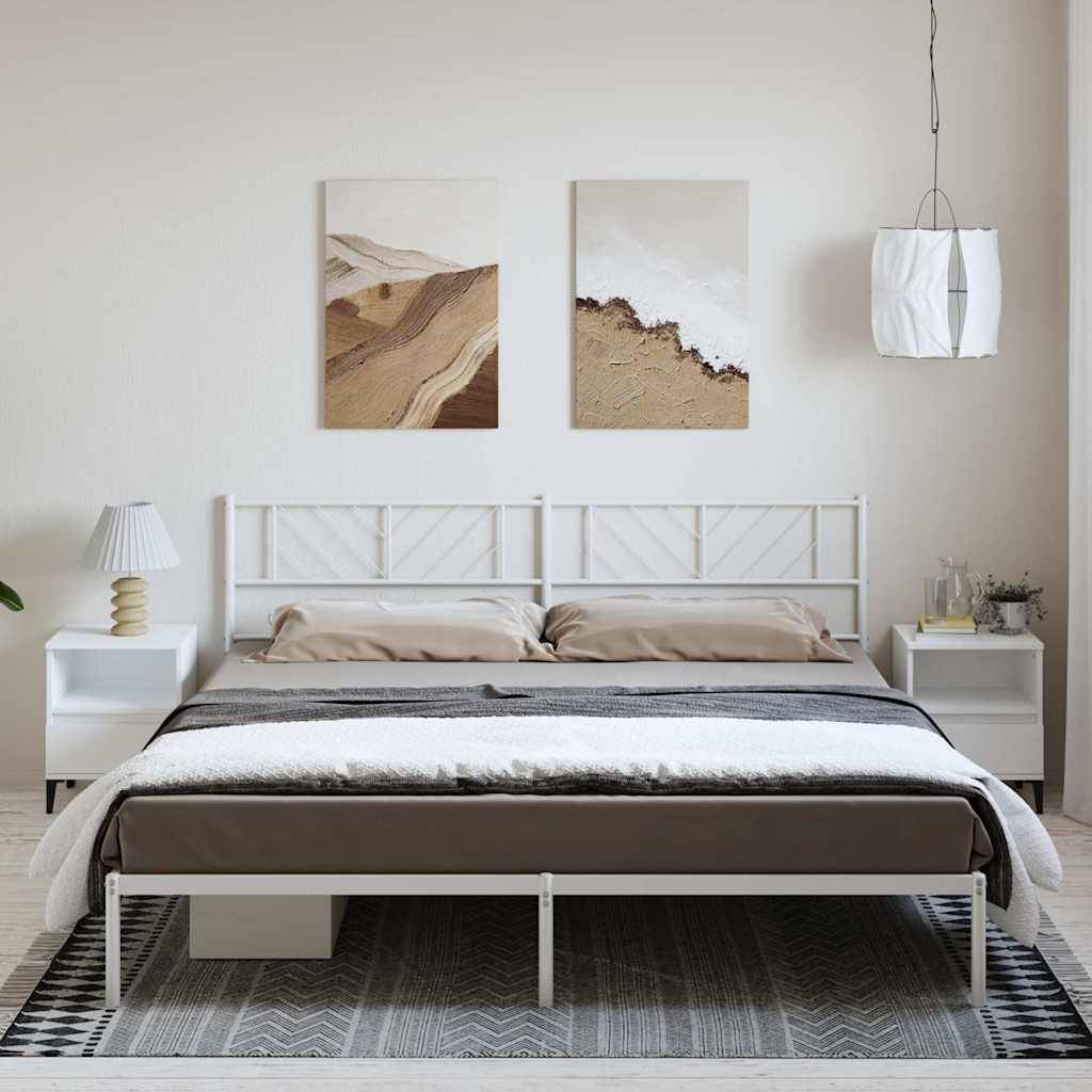vidaXL Bettgestell mit Kopfteil Metall Weiß 193x203 cm