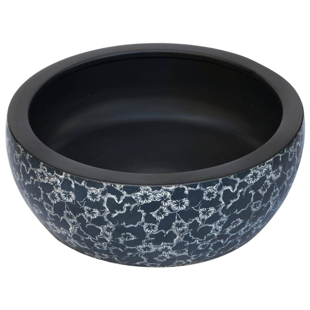 vidaXL Aufsatzwaschbecken Schwarz und Blau Rund Ø41x14 cm Keramik