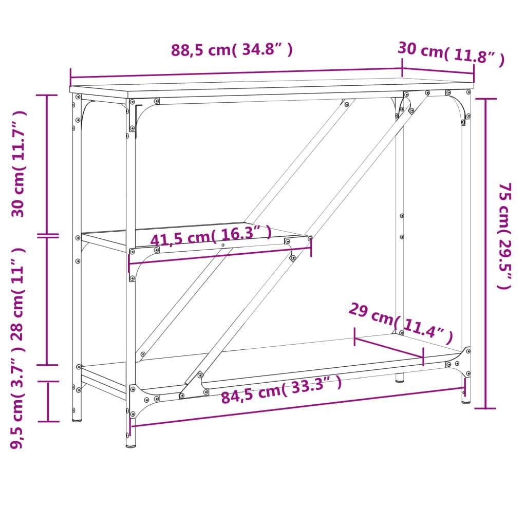 vidaXL Konsolentisch Räuchereiche 88,5x30x75 cm Holzwerkstoff