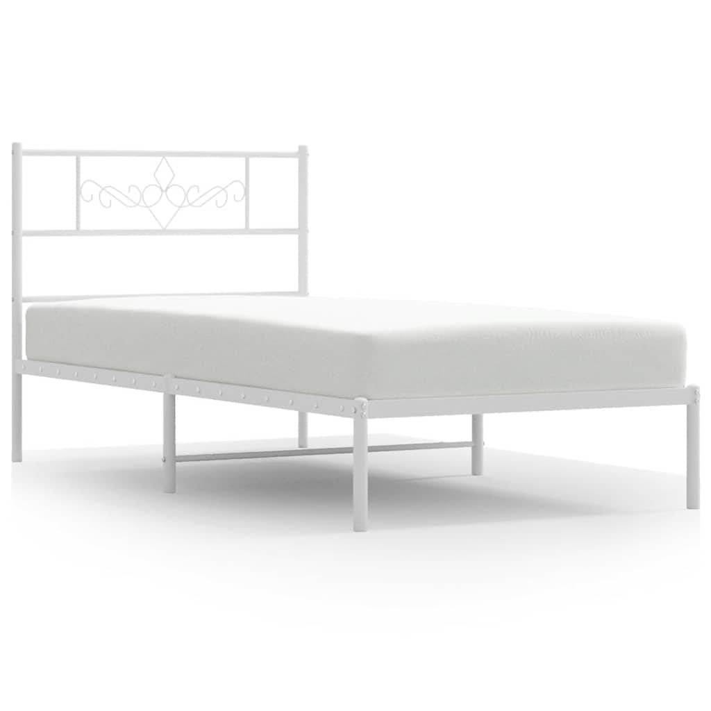 vidaXL Bettgestell mit Kopfteil Metall Weiß 100x190 cm