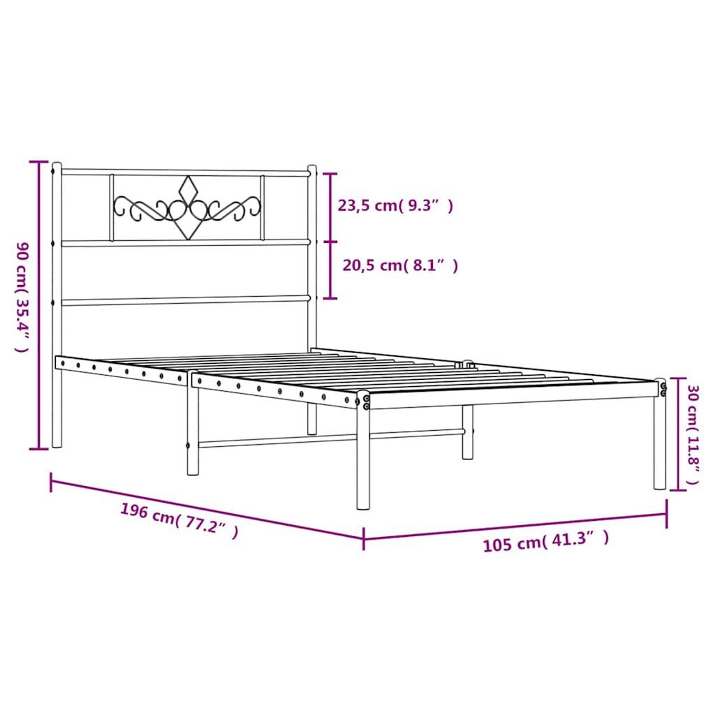 vidaXL Bettgestell mit Kopfteil Metall Weiß 100x190 cm