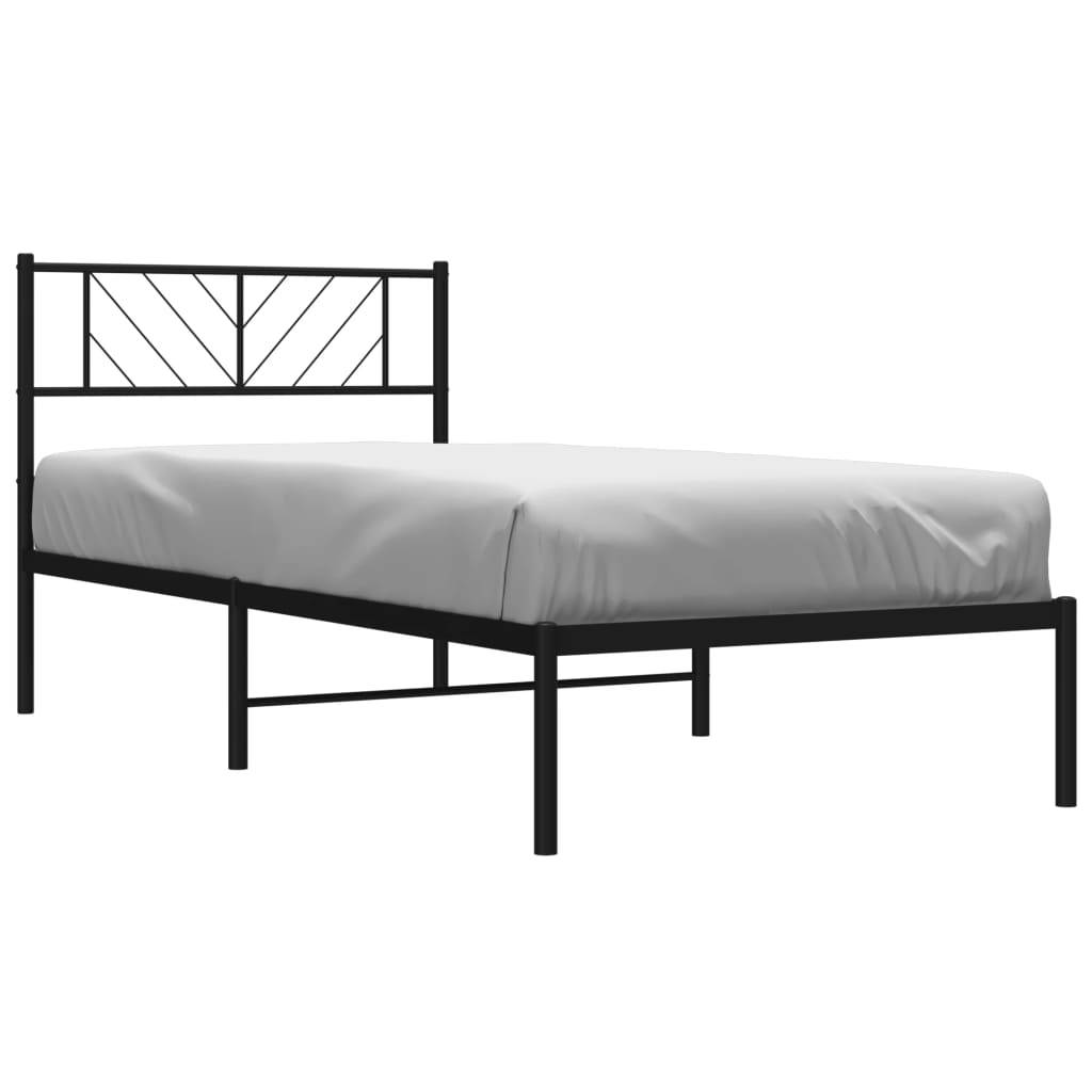 vidaXL Bettgestell mit Kopfteil Metall Schwarz 75x190 cm