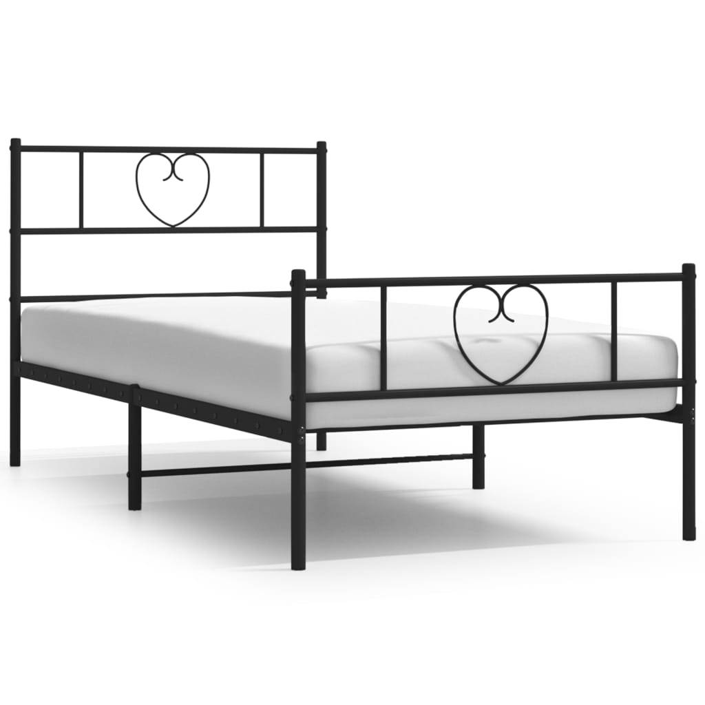 vidaXL Bettgestell mit Kopf- und Fußteil Metall Schwarz 80x200 cm