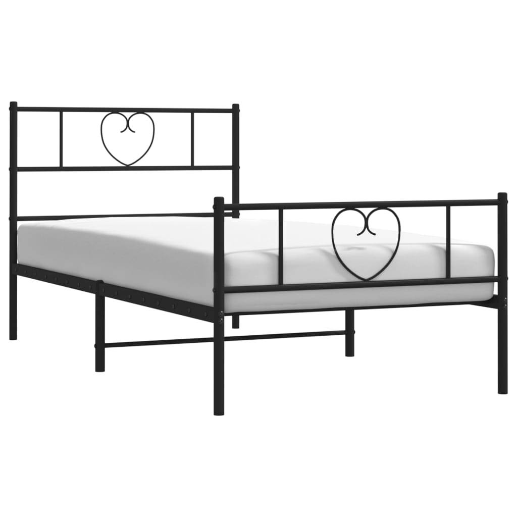vidaXL Bettgestell mit Kopf- und Fußteil Metall Schwarz 80x200 cm