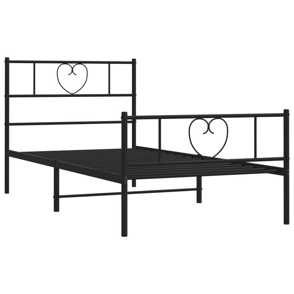 vidaXL Bettgestell mit Kopf- und Fußteil Metall Schwarz 80x200 cm