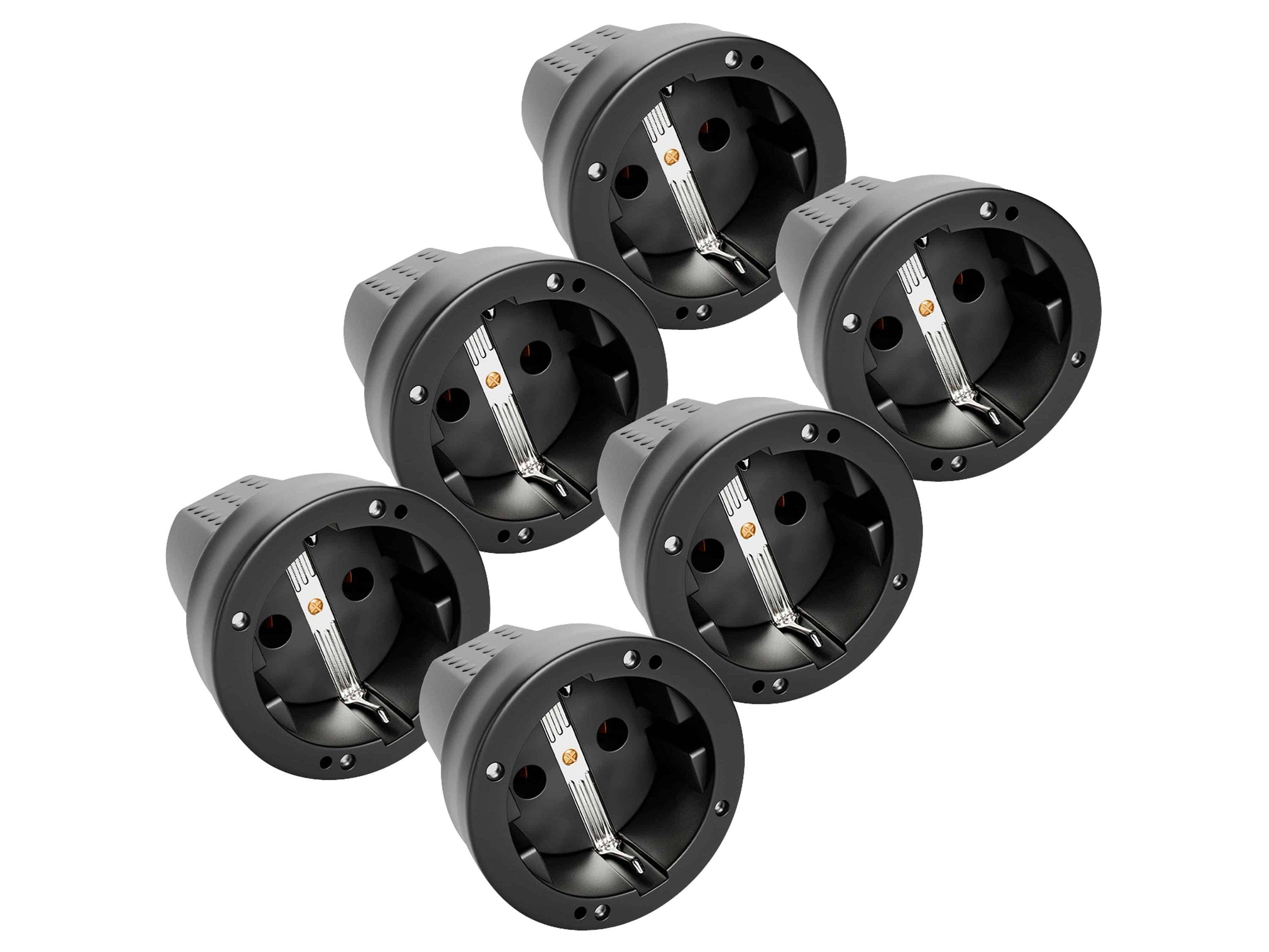 ABSINA Schutzkontaktkupplung, schwarz, 6 Stück