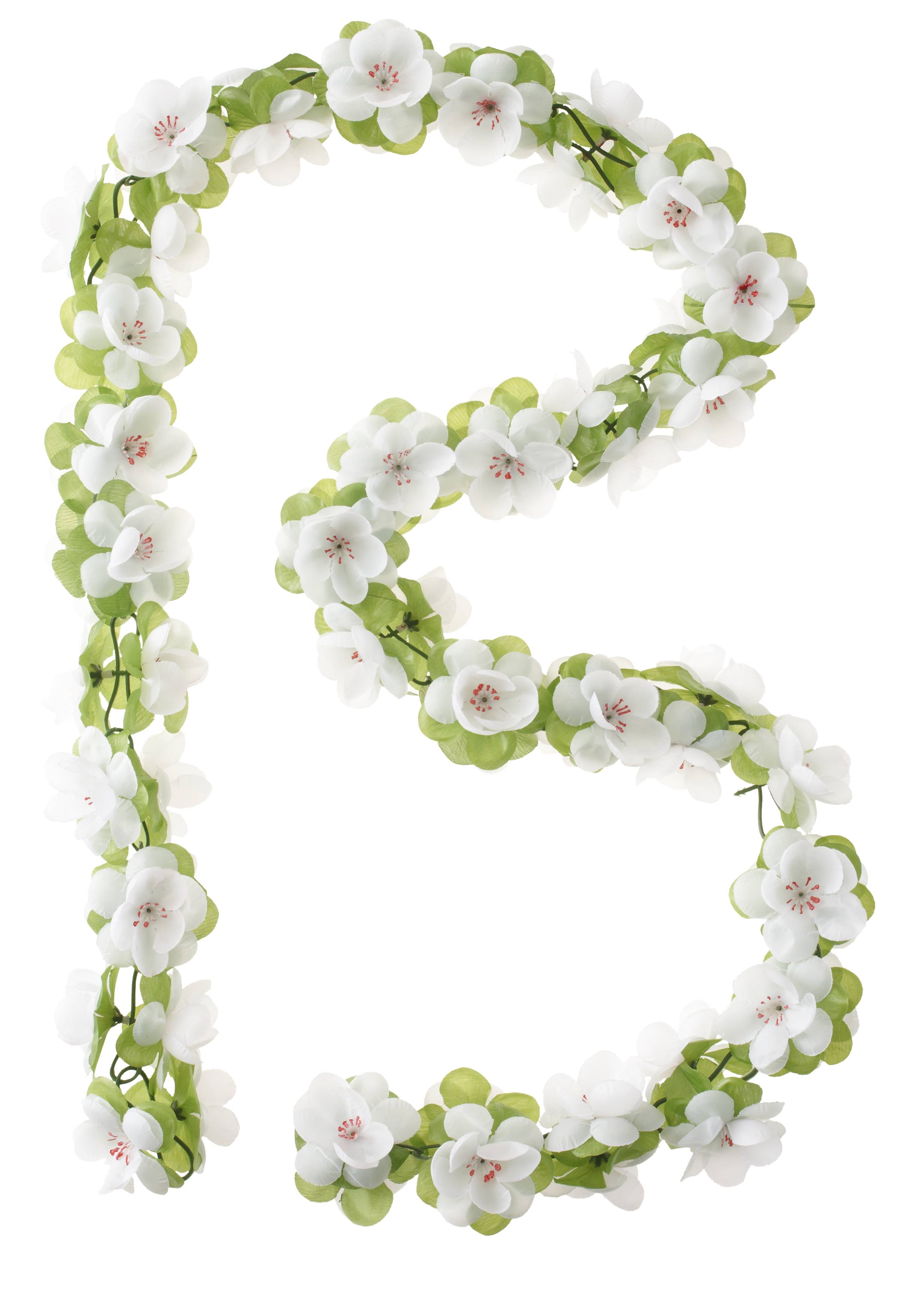 Basilikum-Rosen-Girlande – Blumenschnur – weiß