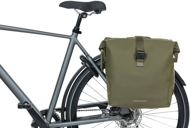Basil Soho Doppelfahrradbeutel Nordlich Mik - wasserdichte, grüne Fahrradbeutel mit LED -Beleuchtung, 41L