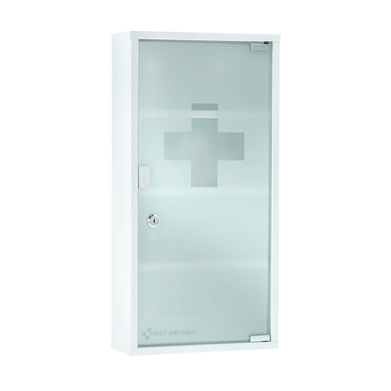 First Aid Only Medizinschrank Weiß mit Glastür und 4 Fächern