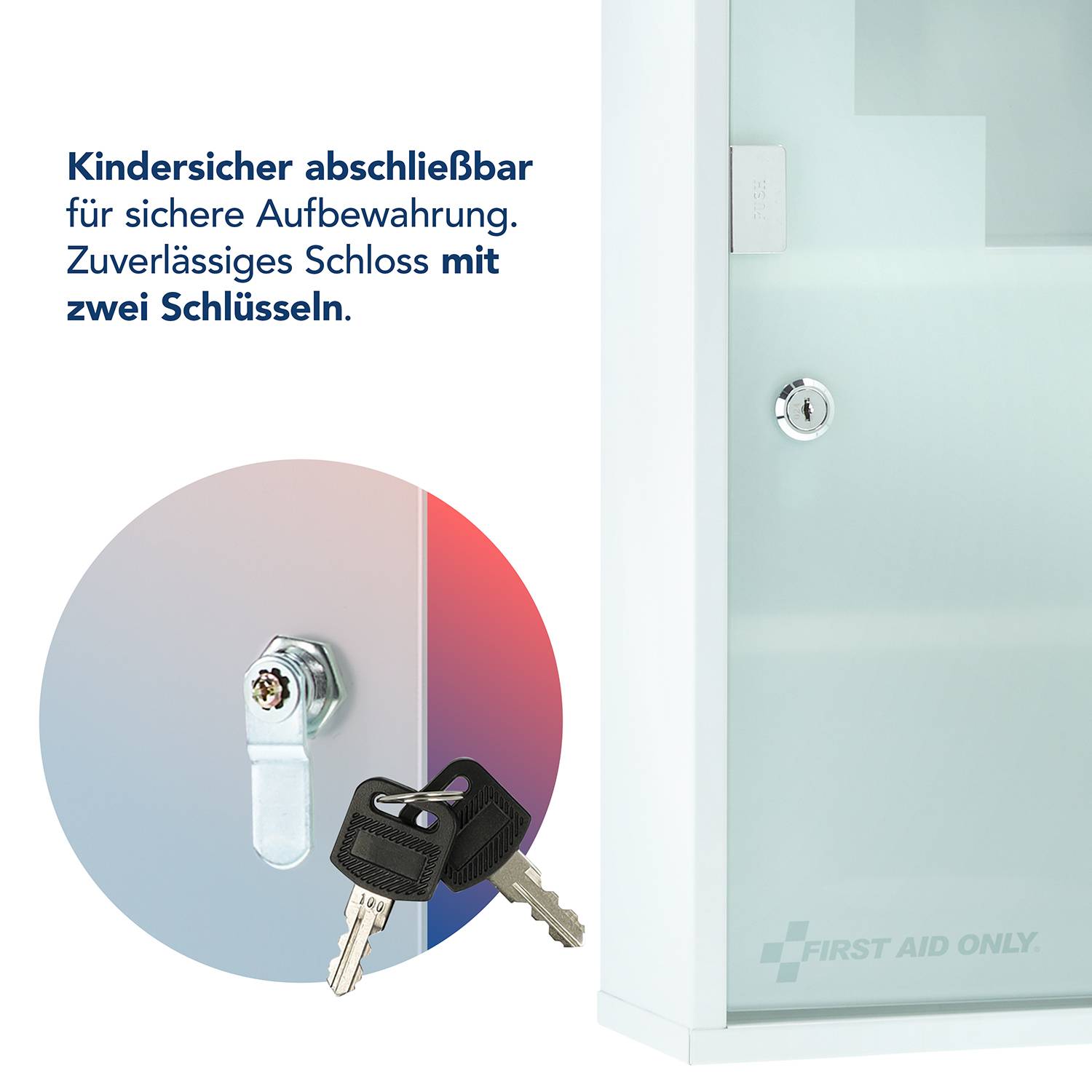 First Aid Only Medizinschrank Weiß mit Glastür und 4 Fächern