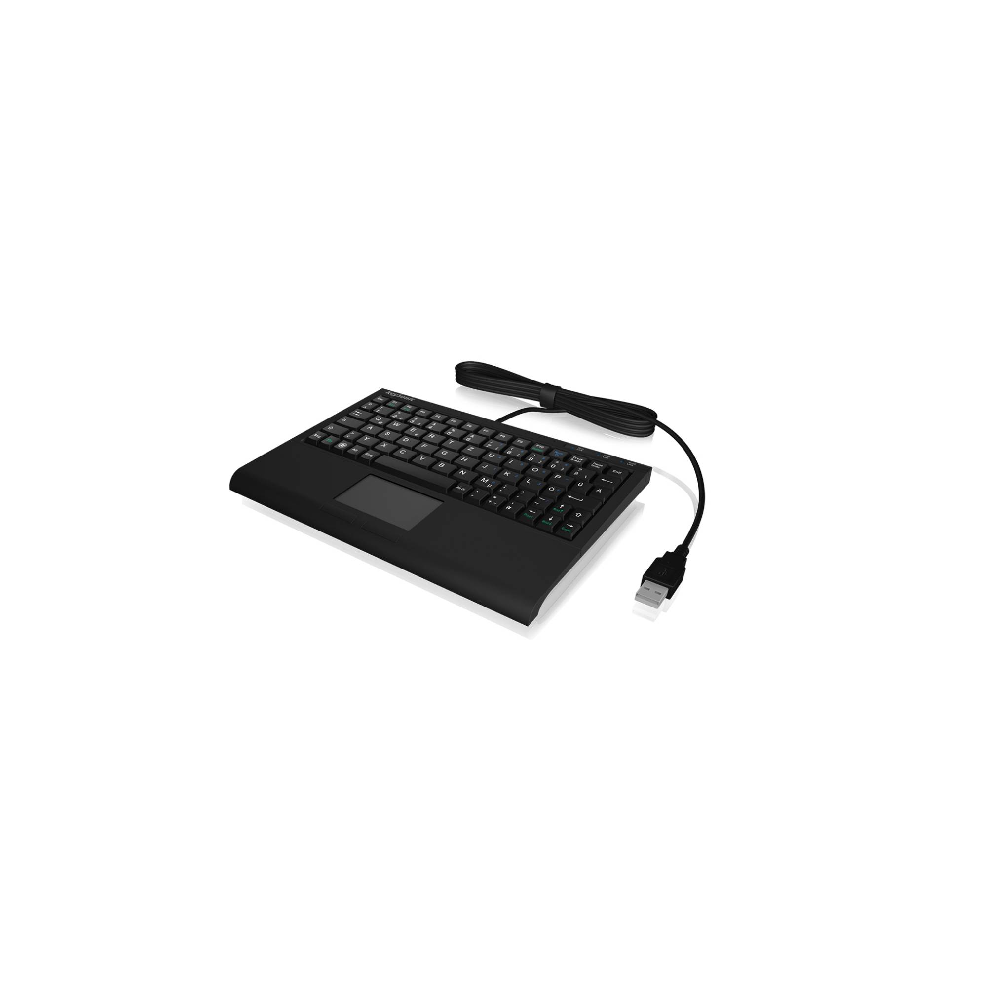 KeySonic ACK-3410 (IT) Super-Mini Keyboard, Smart-Touchpad, USB, schwarz, Kabelgebunden, USB, Membran Key Switch, Schwar