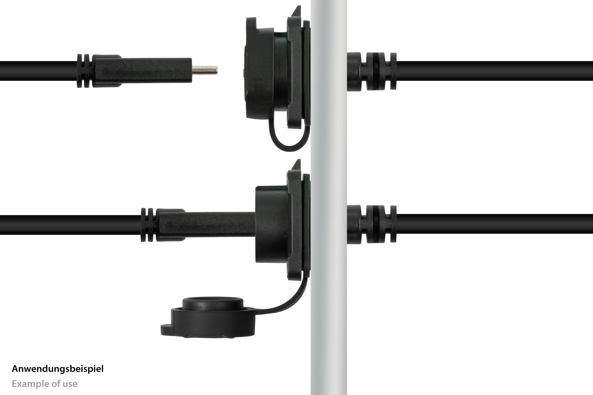 Industrie-Steckverbinder S1 - USB 3.2 Gen. 2 Kabel, Stecker C™ an Einbaubuchse C™, M16, IP65/67, 1m, Good Connections®